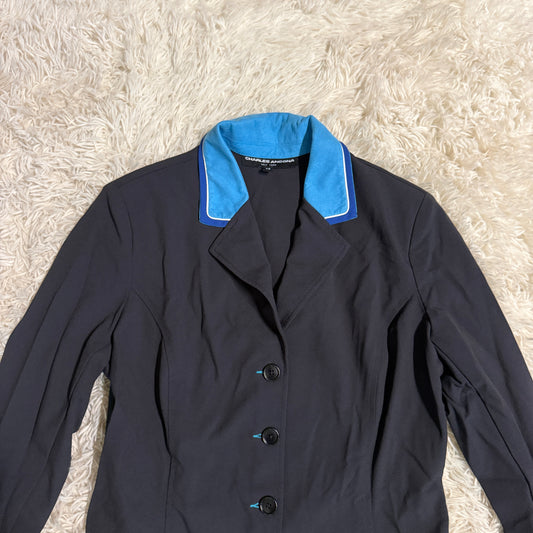 Women’s Size 14 Black w/ Blue Piping Charles Ancona Horseback Riding Show Coat