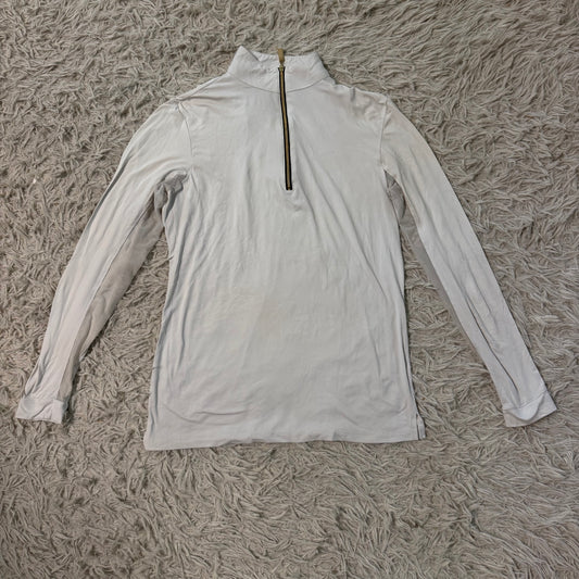 Women’s Small White Tailored Sportsman Long Sleeve Horseback Riding Sunshirt