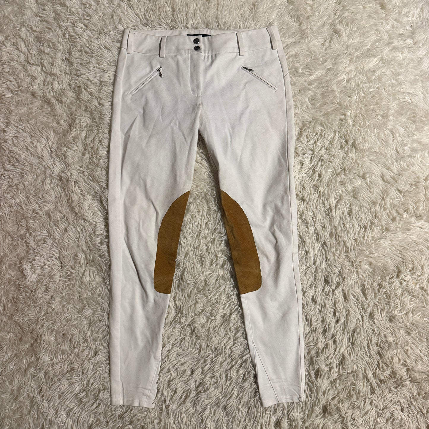 Women’s Size 30L White Free Rein Knee Patch Horseback Riding Breeches