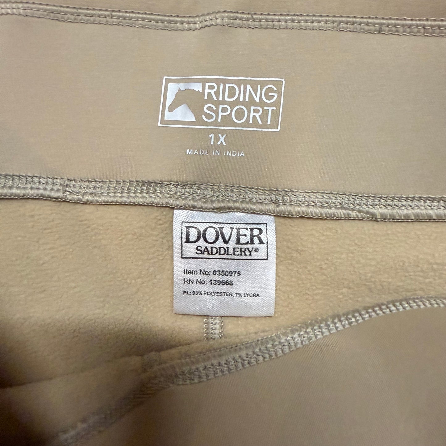 Women’s Size 1X Tan Dover Riding Sport Knee Patch Horseback Riding Winter Tights