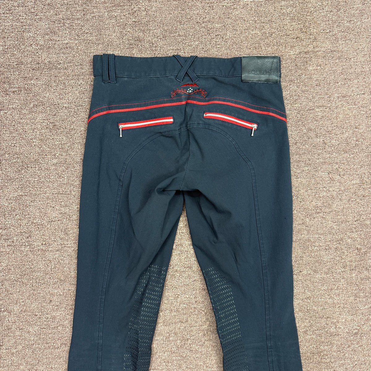 Women’s Size IT42 Navy Equiline Knee Patch Horseback Riding Breeches
