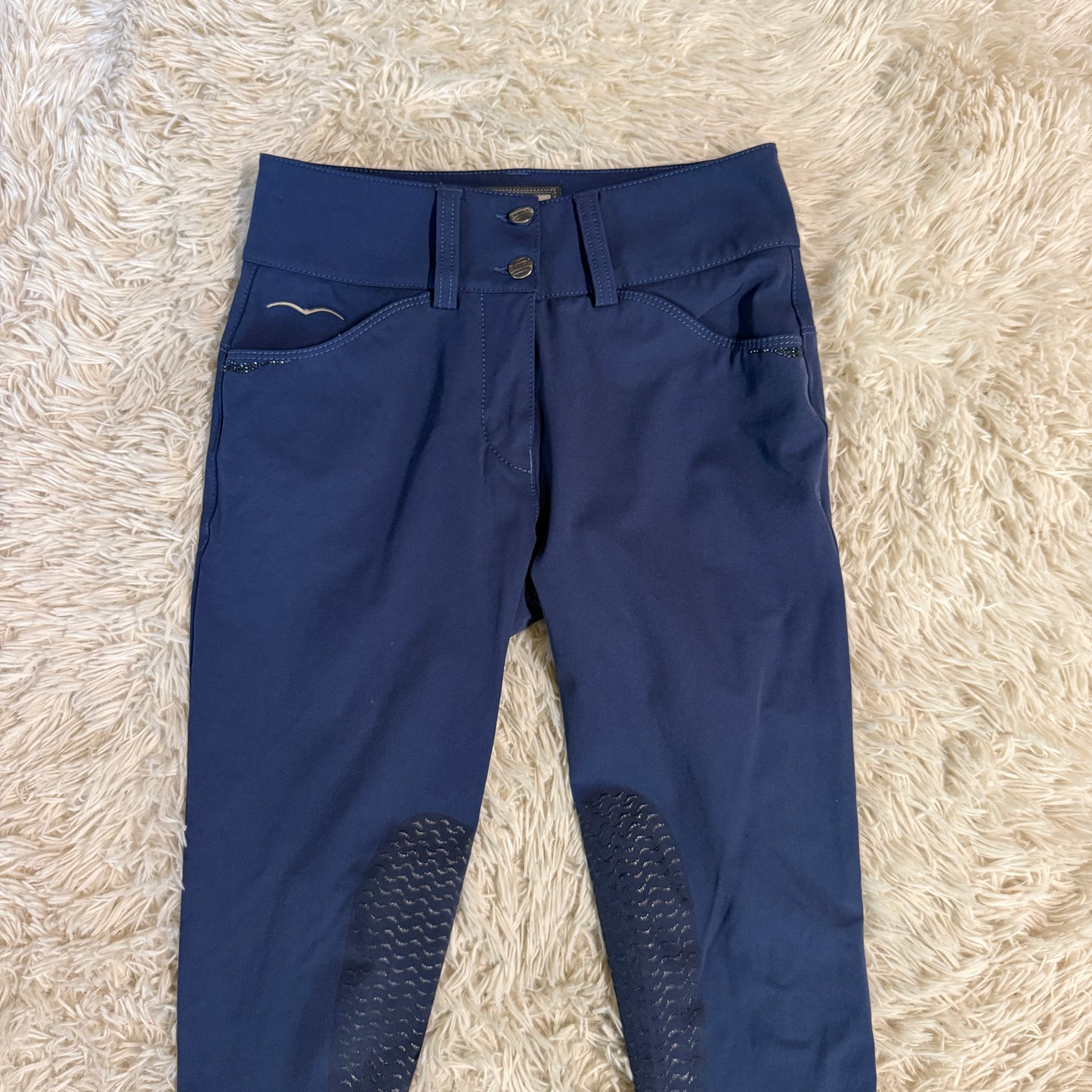 Women’s Size IT40 Blue Animo Knee Patch Horseback Riding Breeches