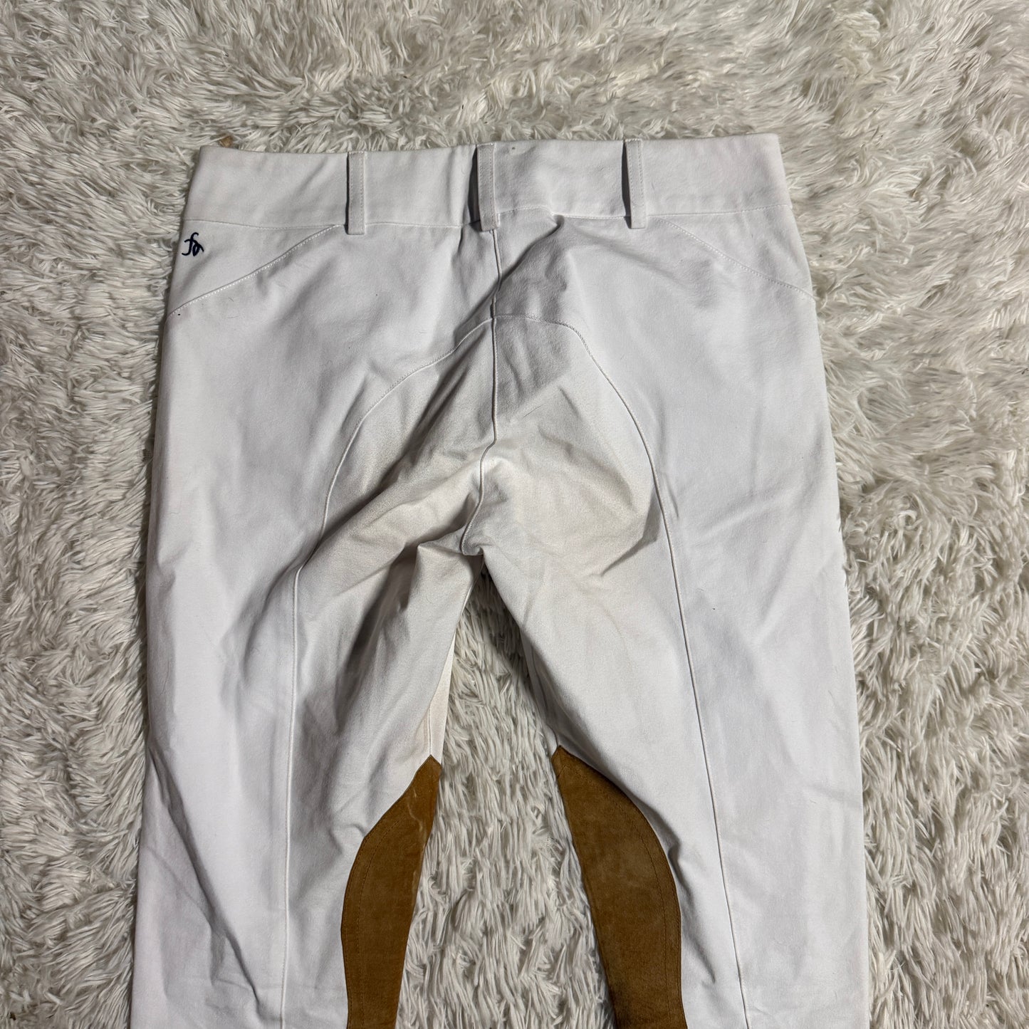 Women’s Size 30L White Free Rein Knee Patch Horseback Riding Breeches