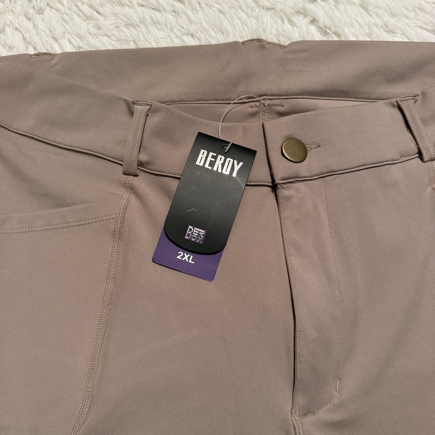 New Women’s Size 2XL Tan Beroy Knee Patch Horseback Riding Tights