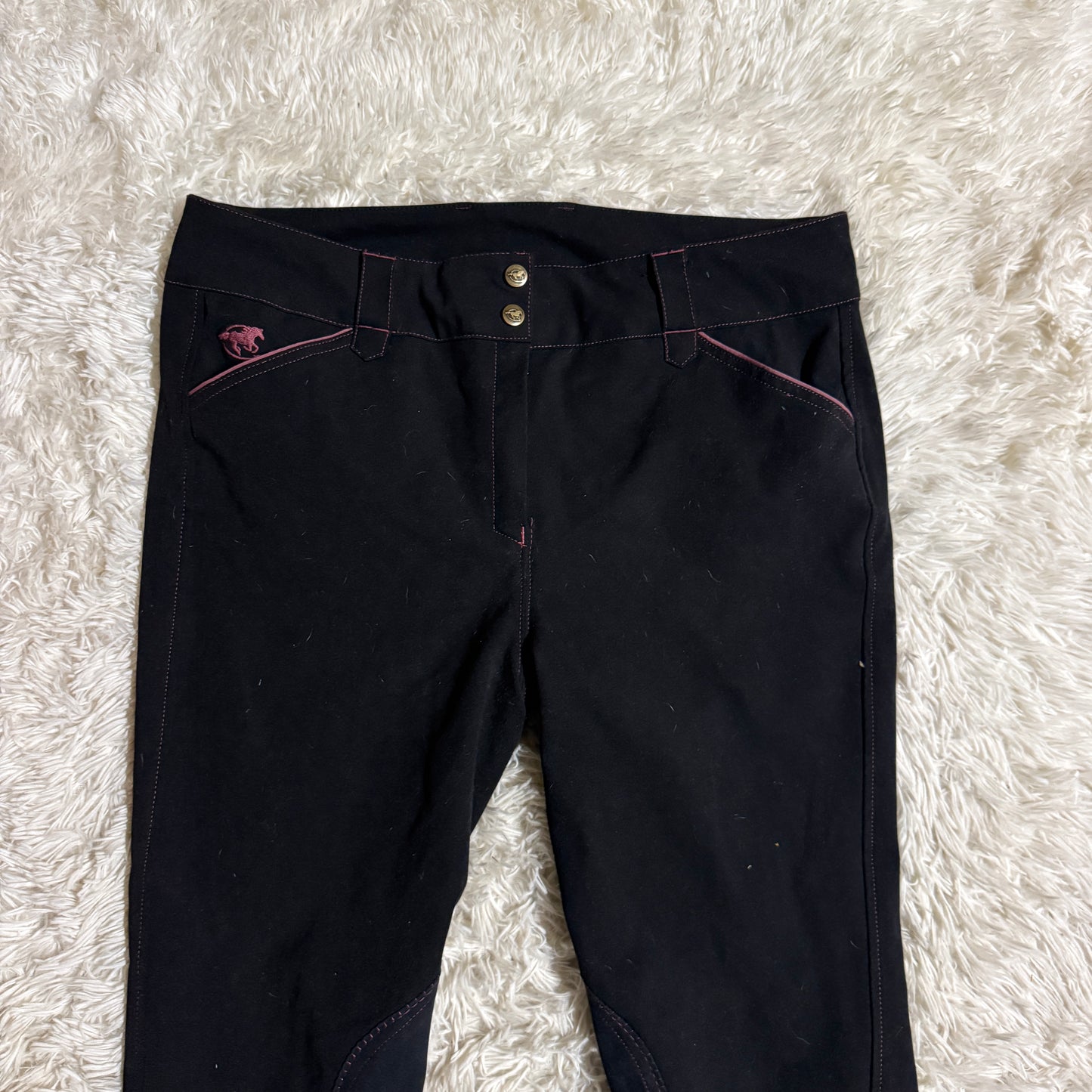 Women’s Size 36L Black Smartpak Piper Knee Patch Horseback Riding Breeches