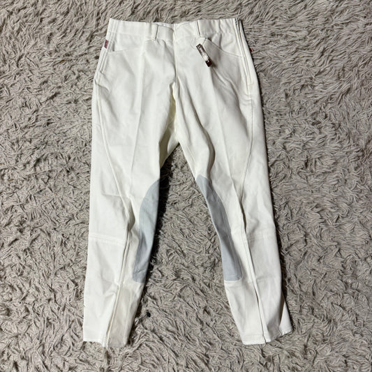 New Women’s Size 28R White Tailored Sportsman Knee Patch Breeches, Older Style