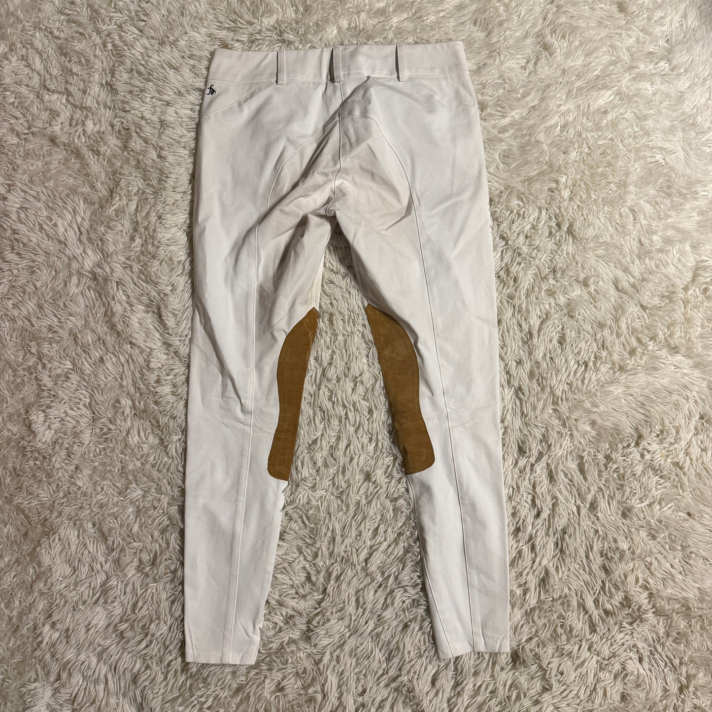 Women’s Size 30L White Free Rein Knee Patch Horseback Riding Breeches