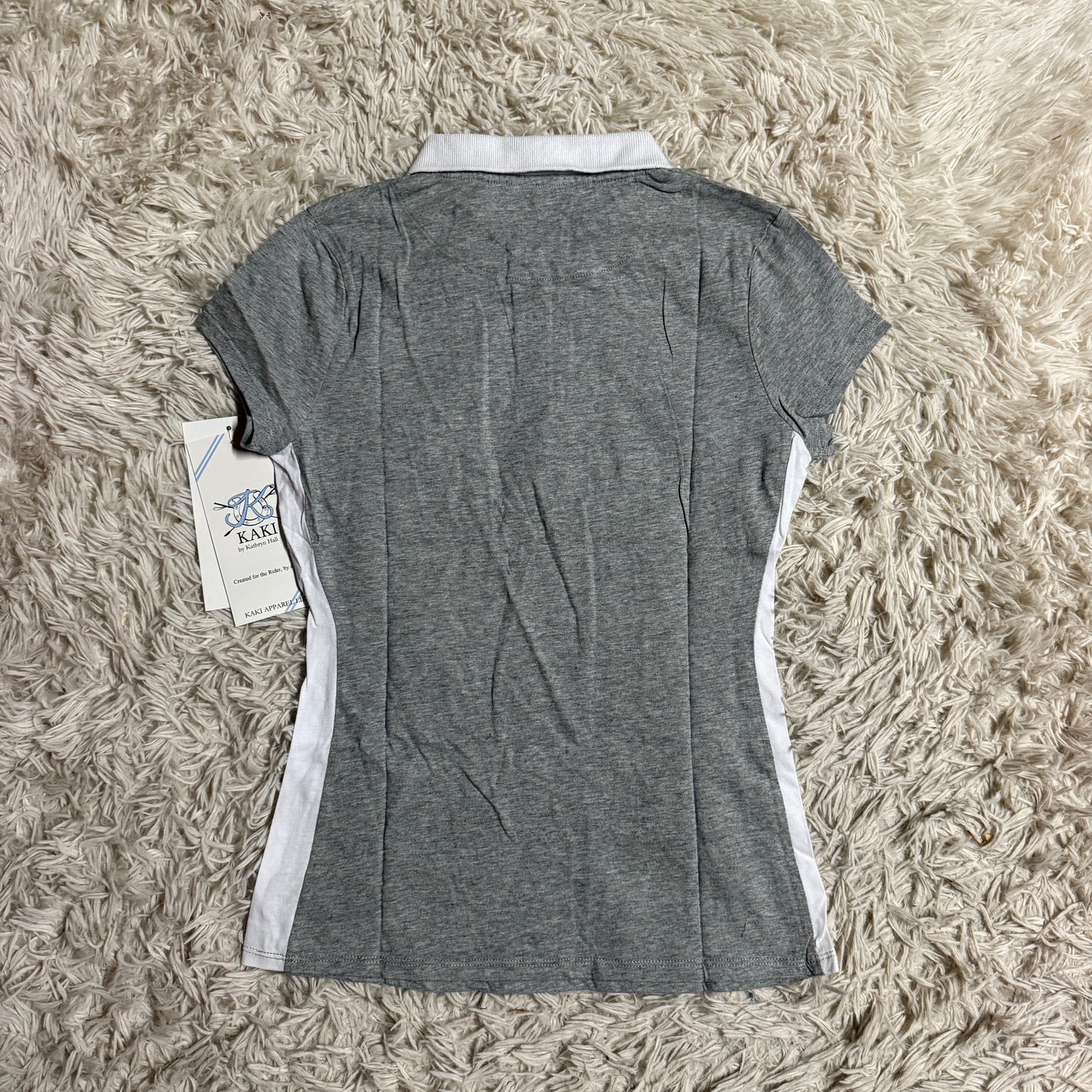New Child’s Grey KAKI Short Sleeve Horseback Riding Polo Shirt