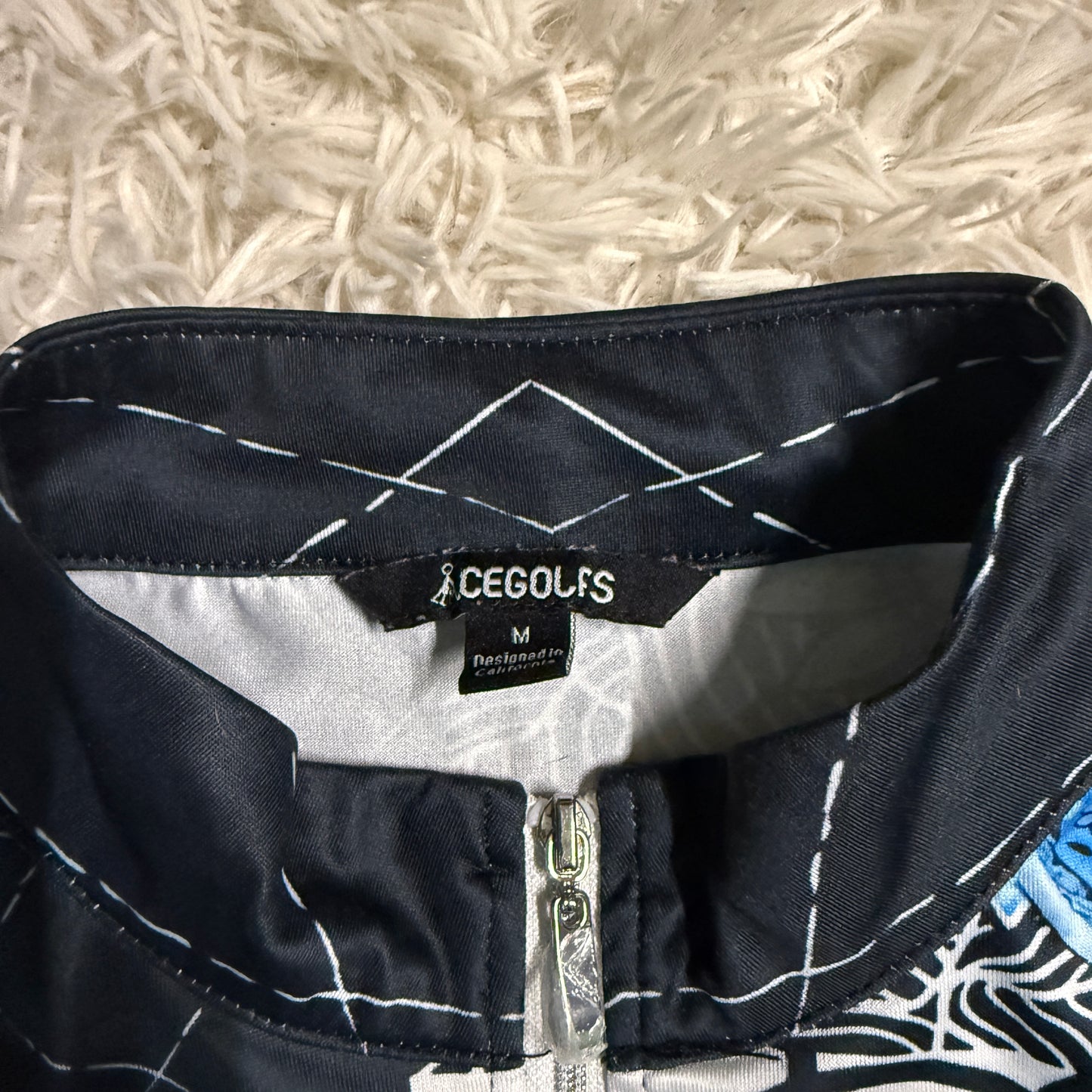 Women’s Medium Blue Pattern Acegolfs Long Sleeve Horseback Riding Sunshirt