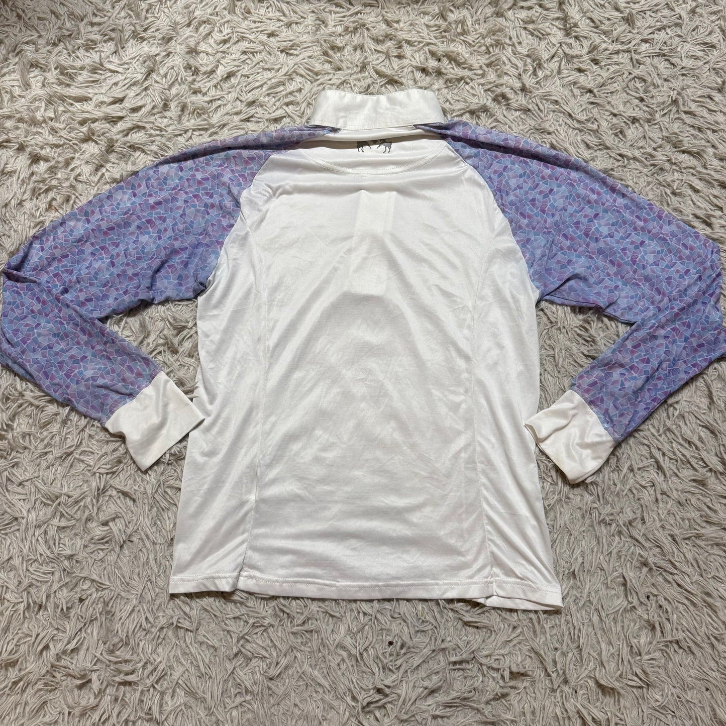Women’s Large White/Purple Equine Couture Long Sleeve Horseback Riding Show Shirt