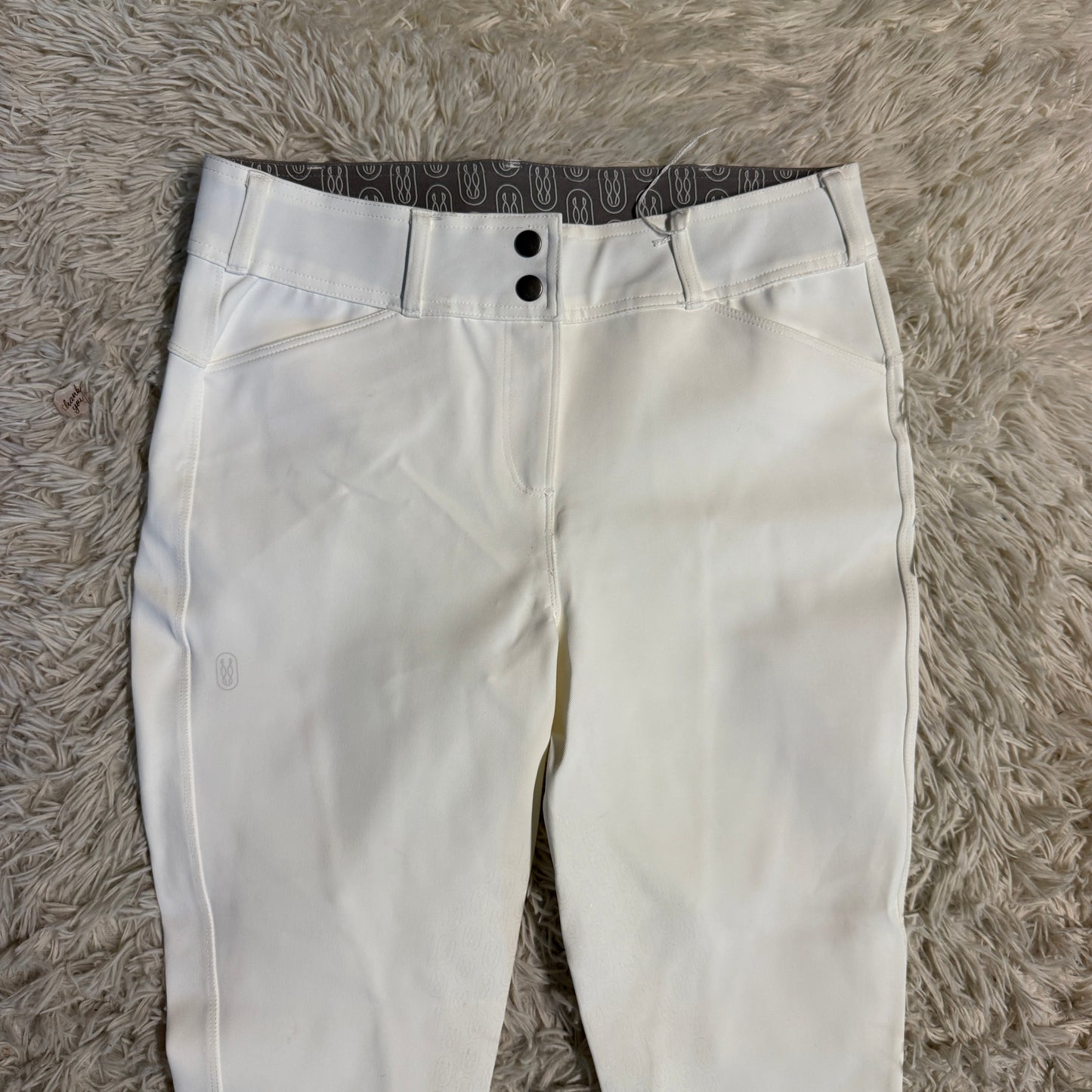 Women’s Size 30R White Weather Or Not Knee Patch Horseback Riding Rain Breeches