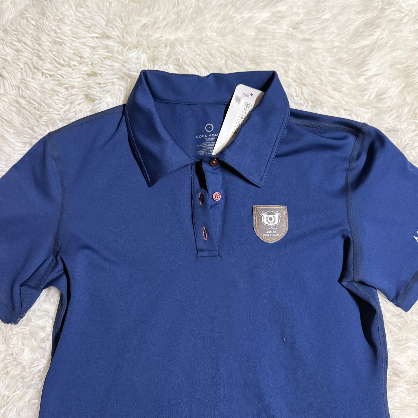 New Women’s Medium Blue Noel Asmar Short Sleeve Horseback Riding Polo Shirt