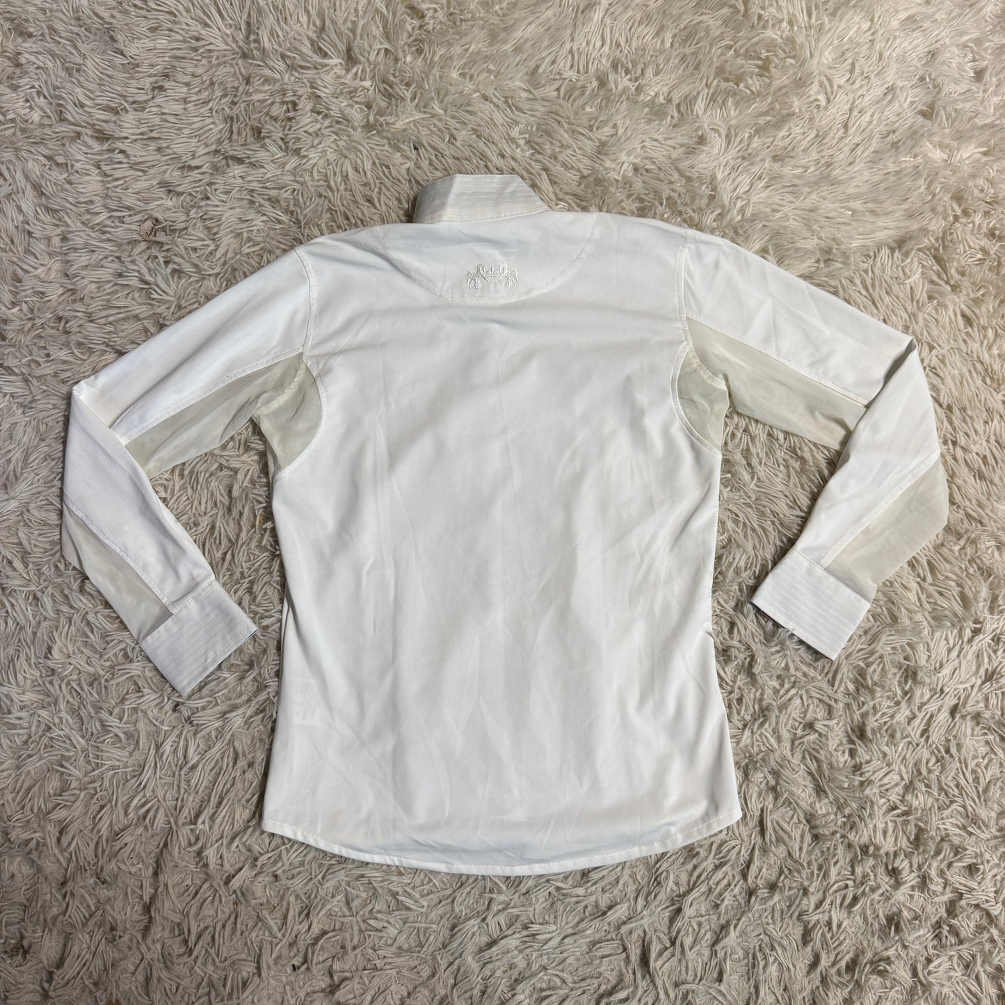 Child’s Size 10 White Equine Couture Long Sleeve Horseback Riding Show Shirt