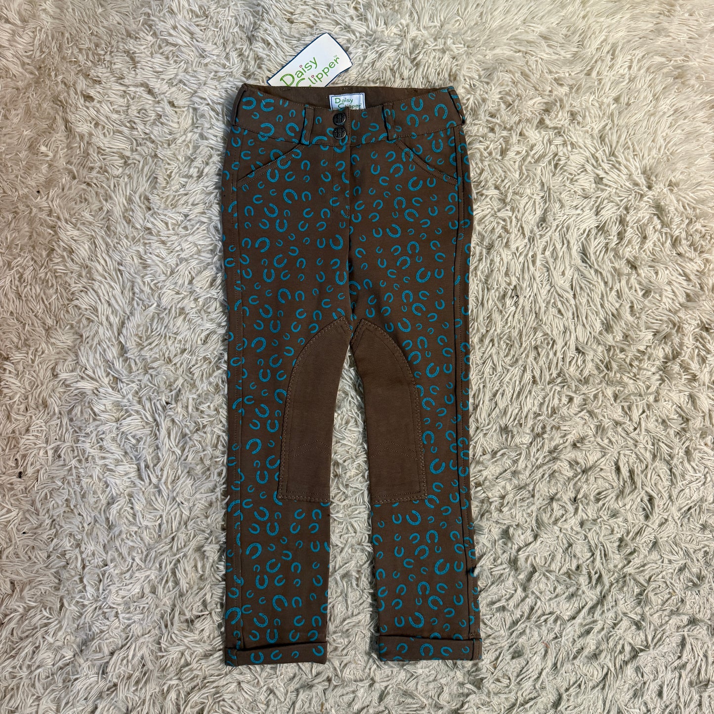 New Child’s Size 6R Brown Daisy Clipper Knee Patch Horseback Riding Jodphurs
