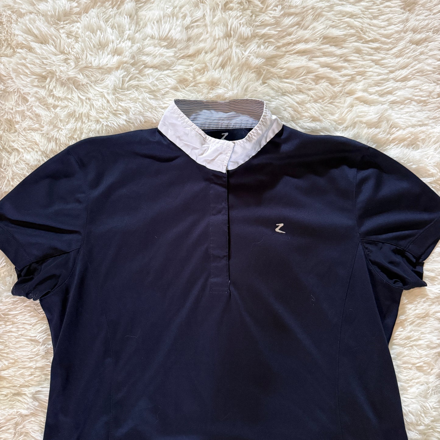 Women’s Size 14 Navy Horze Short Sleeve Horseback Riding Show Shirt