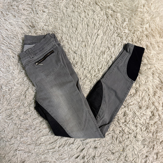 Women’s Size 24R Grey/Black Euro Star Full Seat Horseback Riding Breeches