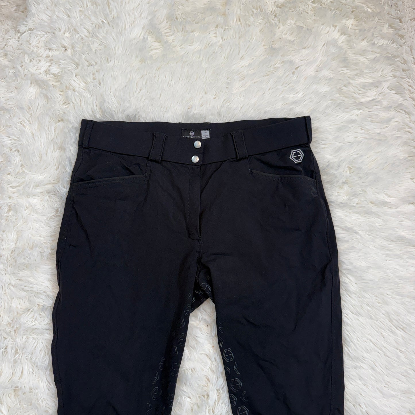 Women’s Size 36R Black Ethos Equestrian Knee Patch Horseback Riding Breeches