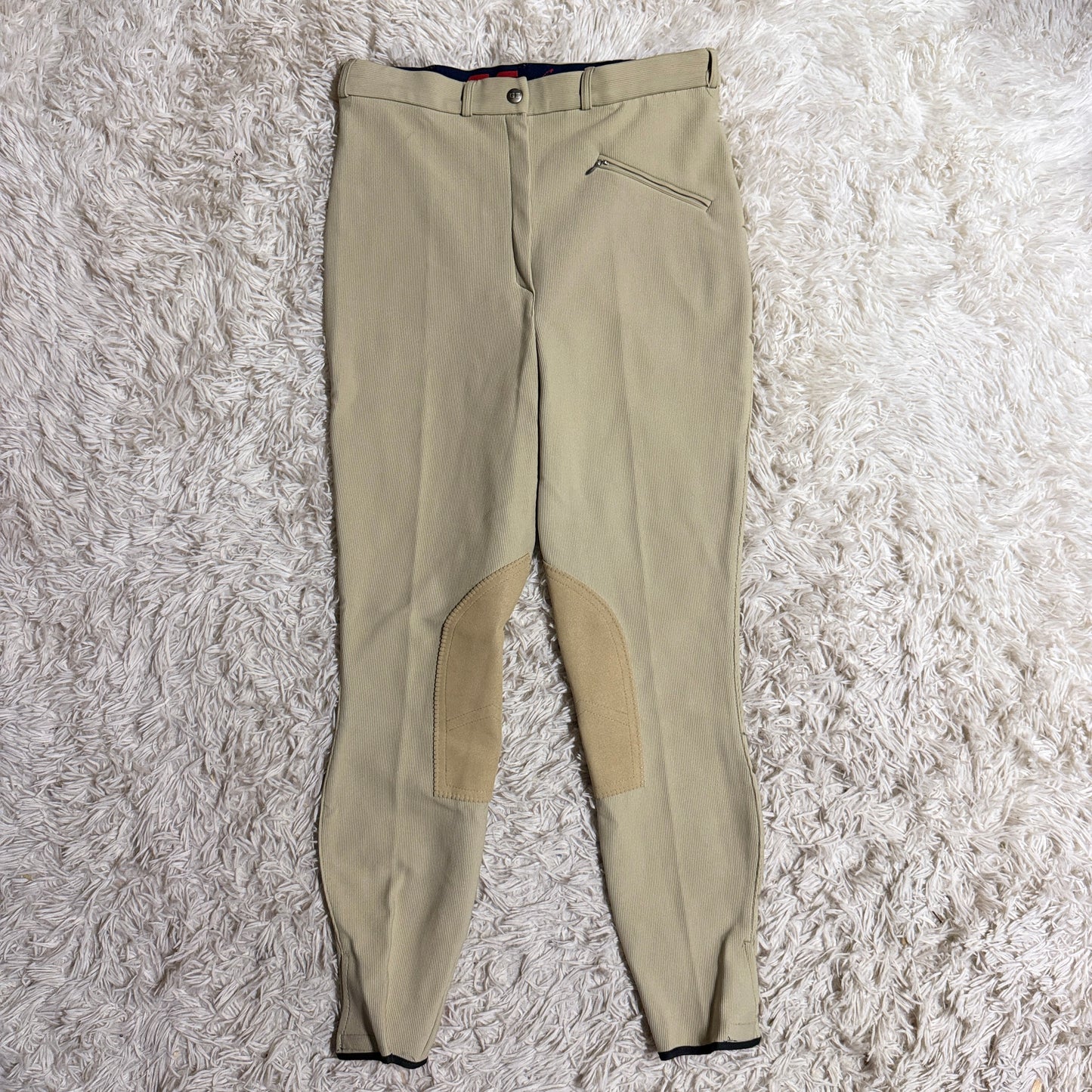 New Women’s Size 32L Tan Schumacher Knee Patch Horseback Riding Breeches
