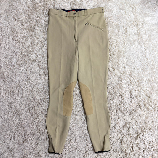 New Women’s Size 32L Tan Schumacher Knee Patch Horseback Riding Breeches