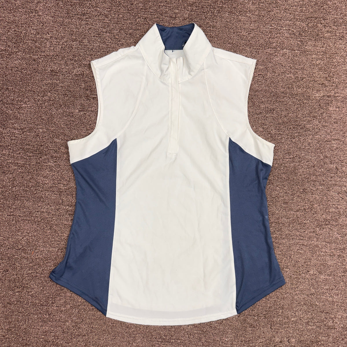 Women’s Large White/Blue Asmar Equestrian Sleeveless Horseback Riding Sunshirt