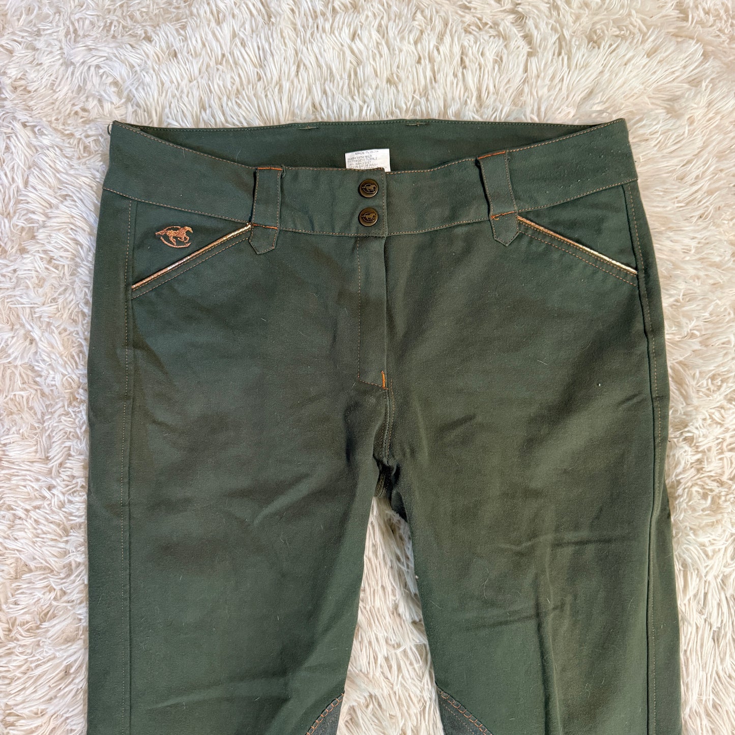 Women’s Size 34L Green Smartpak Piper Knee Patch Horseback Riding Breeches
