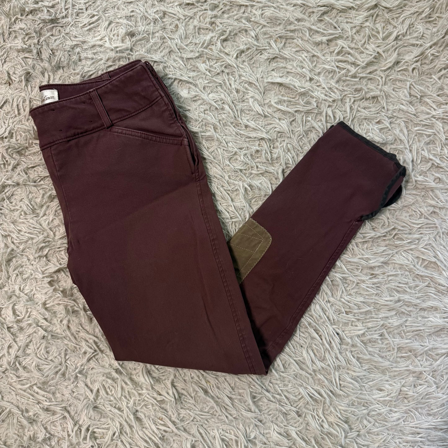 Women’s Size 28L Burgundy Tailored Sportsman Knee Patch Horseback Riding Breeches