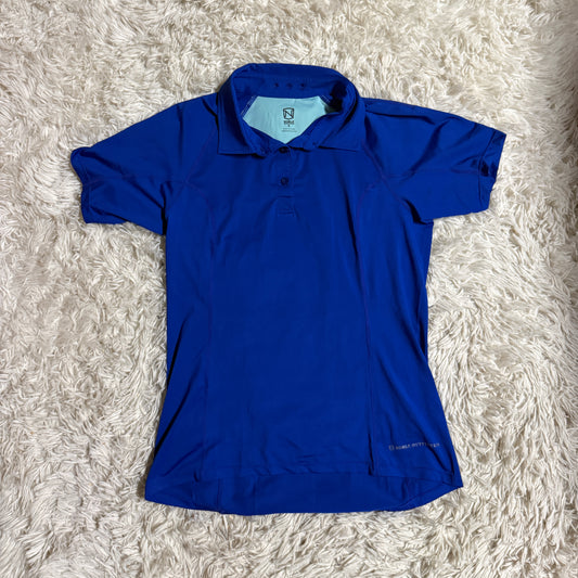 Women’s Medium Blue Noble Short Sleeve Horseback Riding Polo