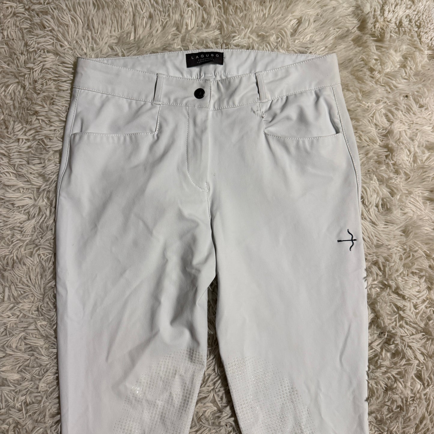 Women’s Medium White Laguso Knee Patch Horseback Riding Breeches