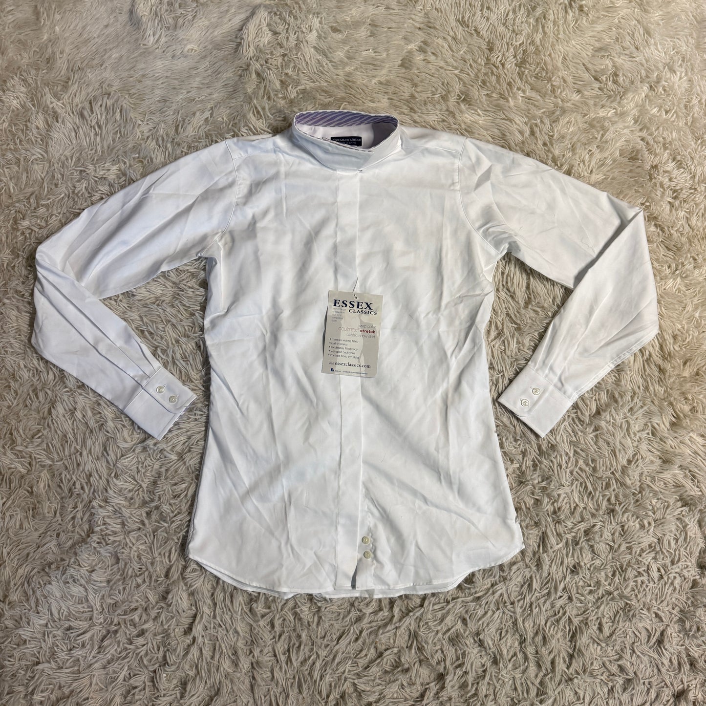 New Child’s Size 16 White Essex Classics Long Sleeve Horseback Riding Show Shirt
