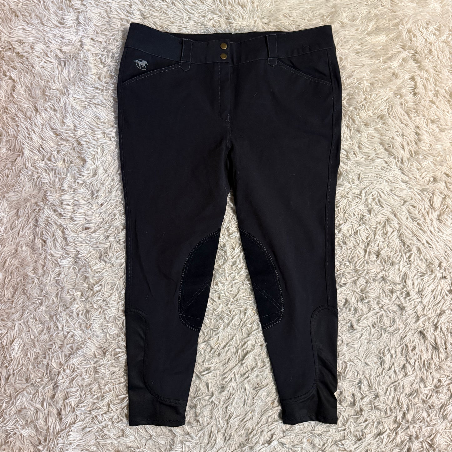 Women’s Size 38R Black Smartpak Piper Knee Patch Horseback Riding Breeches