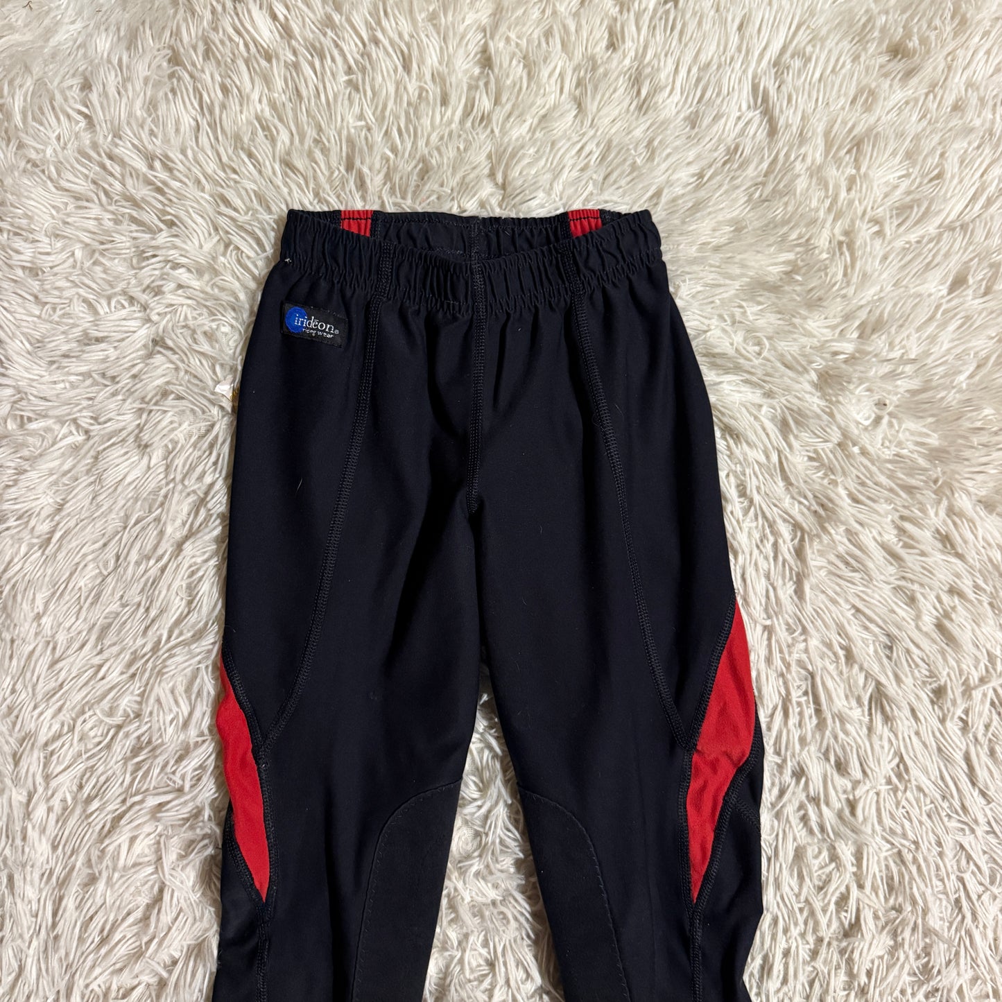 Child’s Medium Black/Red Irideon Knee Patch Horseback Riding Tights