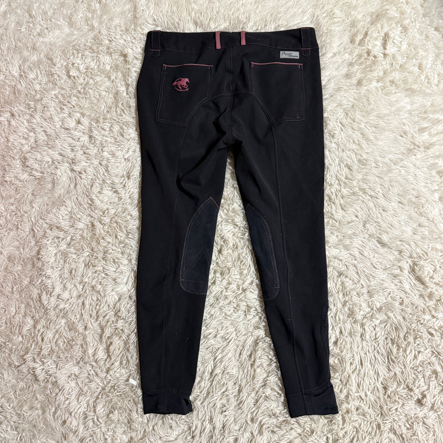 Women’s Size 36L Black Smartpak Piper Knee Patch Horseback Riding Breeches