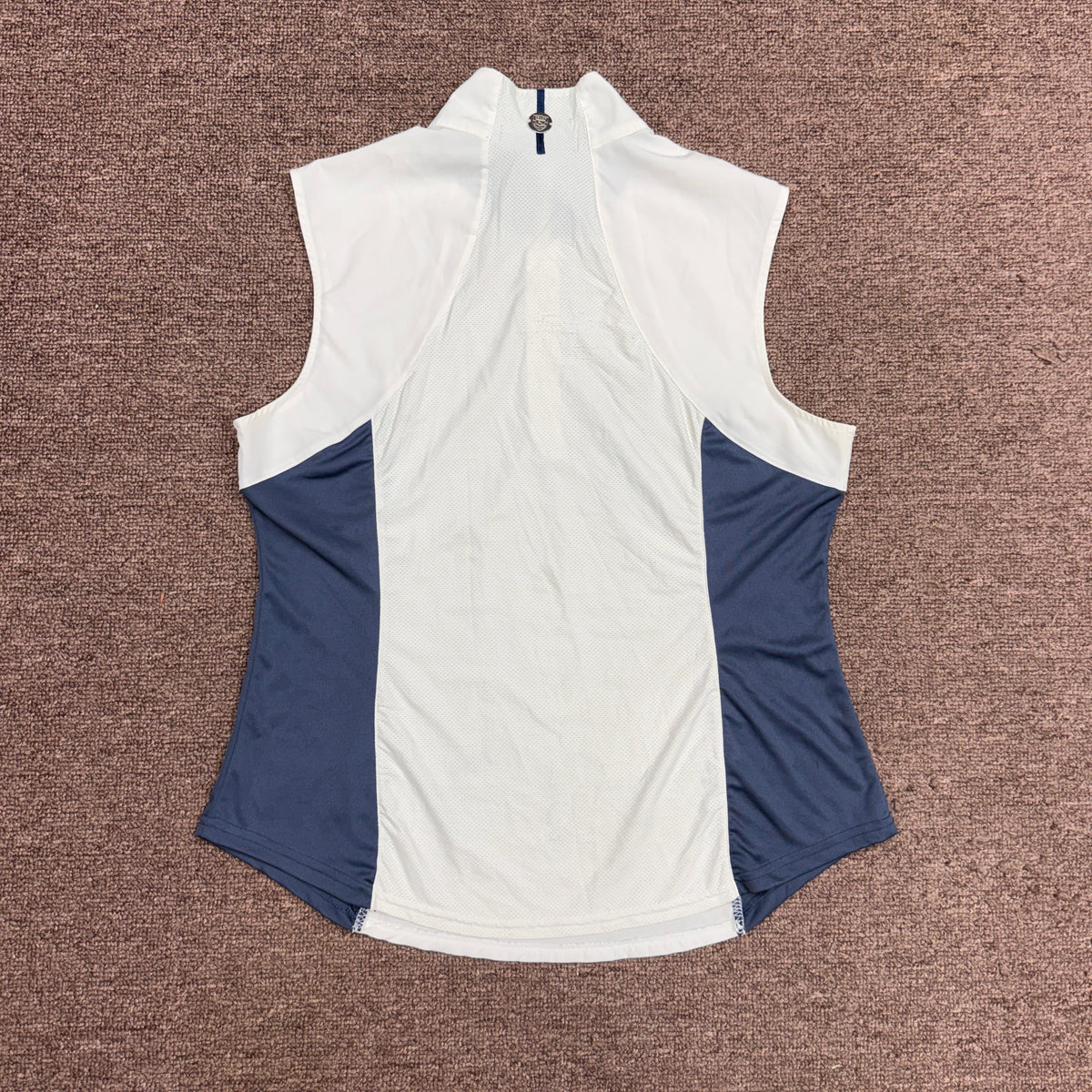 Women’s Large White/Blue Asmar Equestrian Sleeveless Horseback Riding Sunshirt