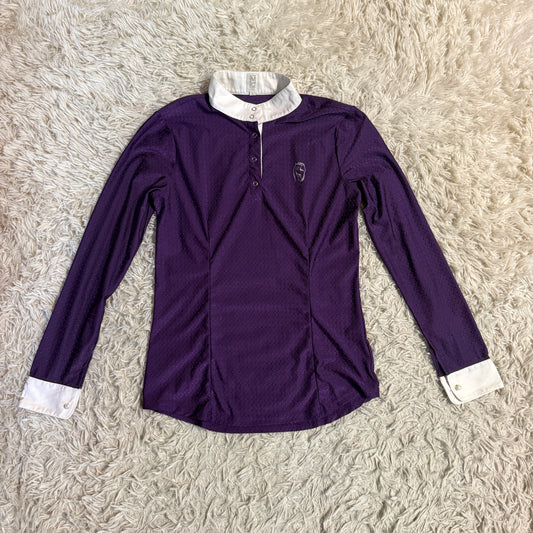 Women’s Large Purple Emcee Equestrian Long Sleeve Horseback Riding Show Shirt