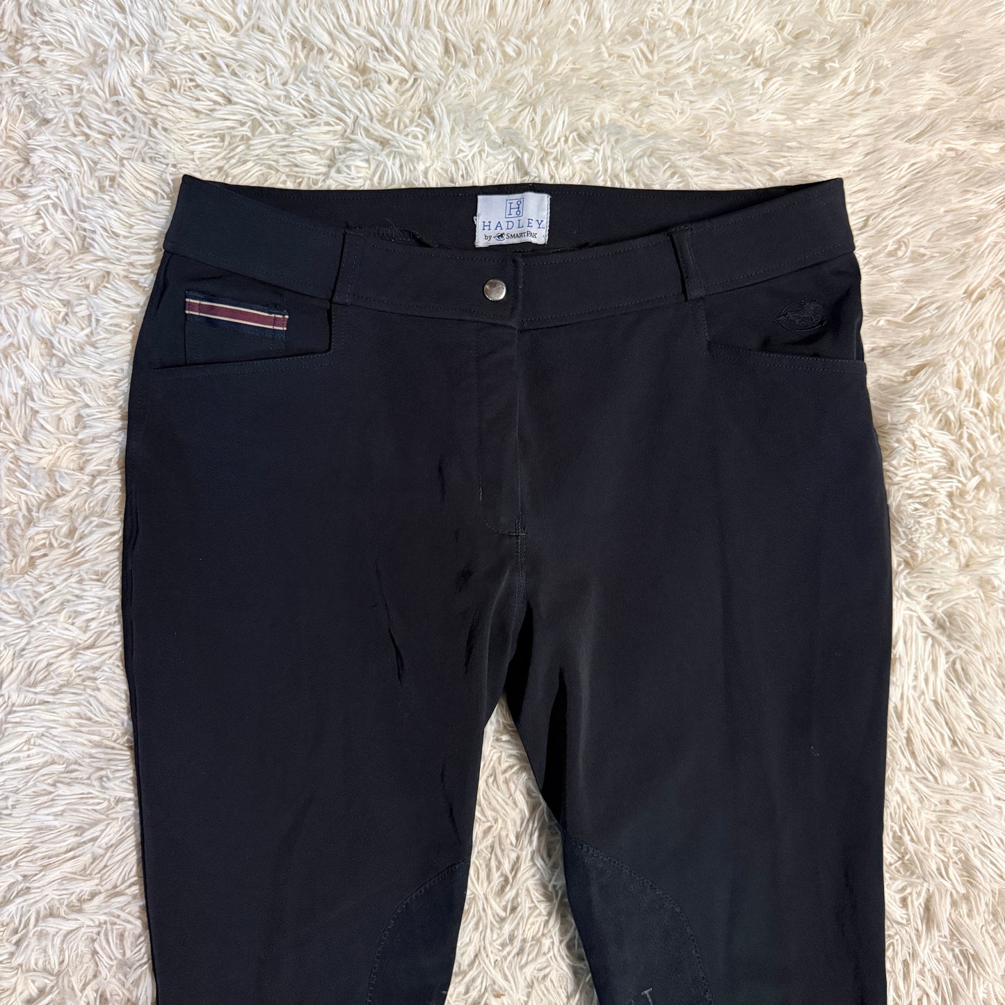 Women’s Size 38R Black Smartpak Hadley Knee Patch Horseback Riding Breeches