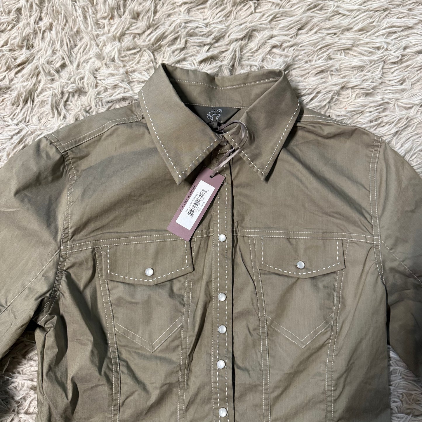 New Women’s Small Khaki Goode Rider Horseback Riding Button Down Shirt