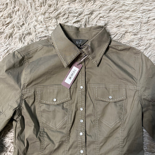 New Women’s Small Khaki Goode Rider Horseback Riding Button Down Shirt