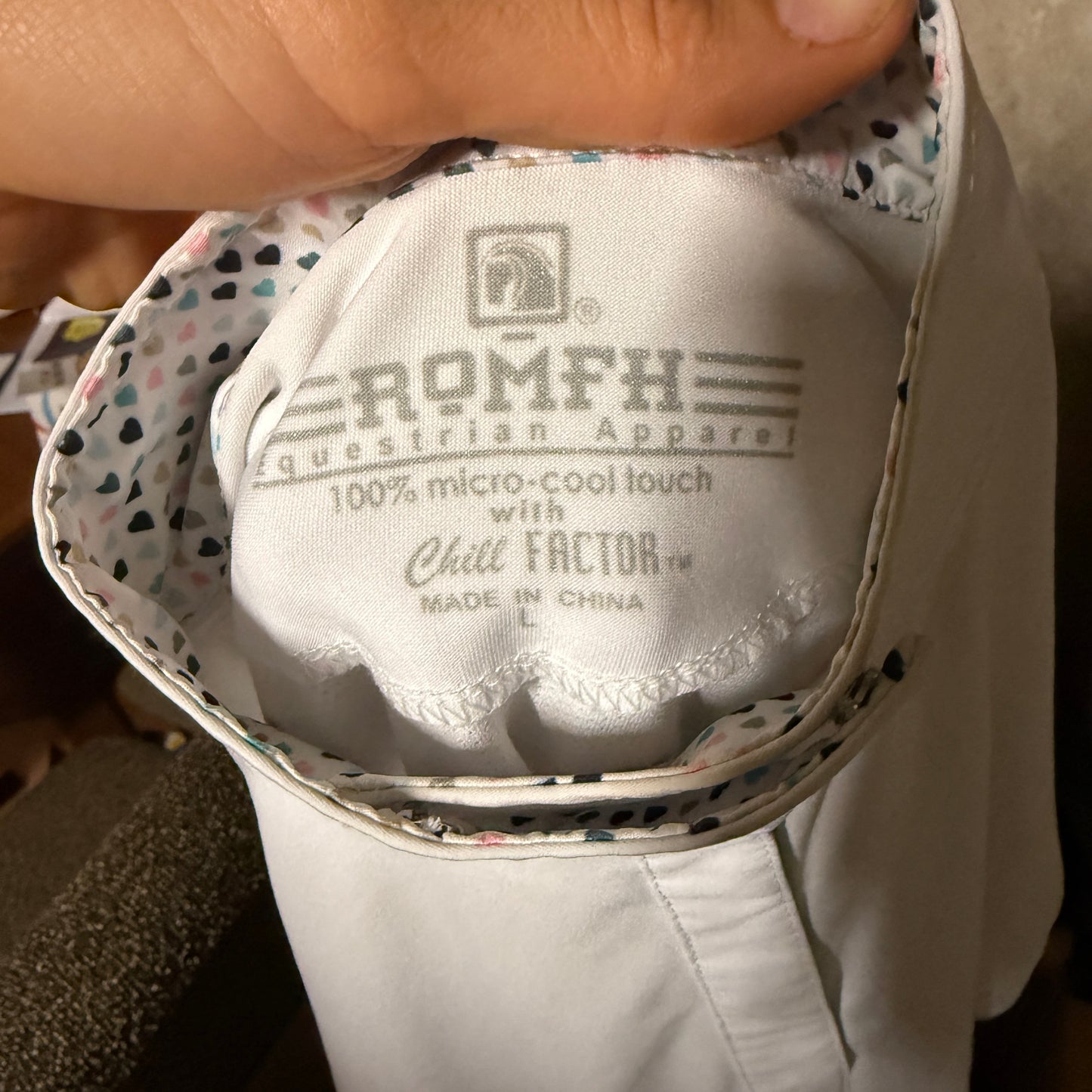 Child’s L White Romfh Short Sleeve Horseback Riding Show Shirt