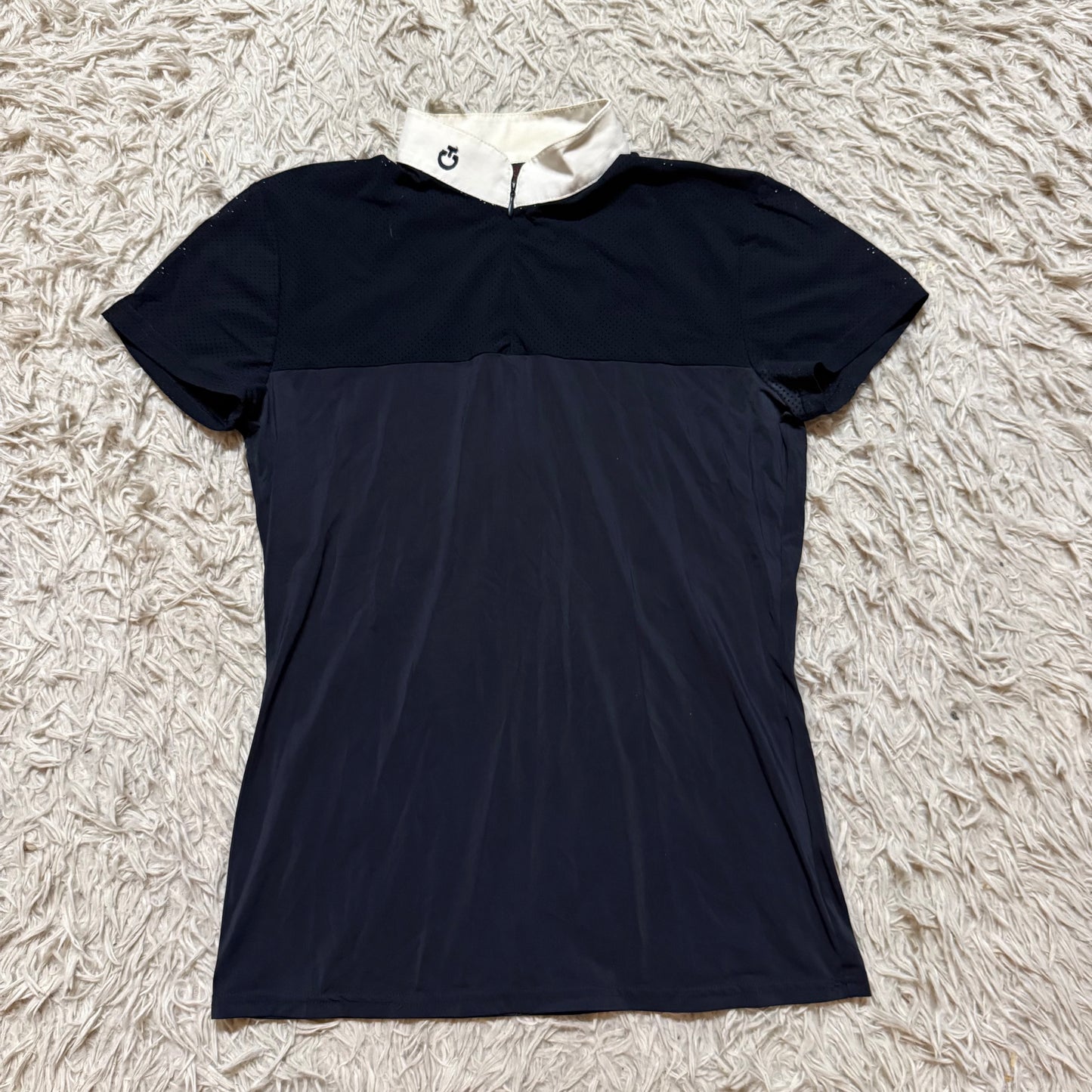 Women’s Large Navy Cavalleria Toscana Short Sleeve Horseback Riding Show Shirt