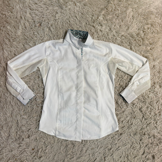 Child’s Size 10 White Equine Couture Long Sleeve Horseback Riding Show Shirt