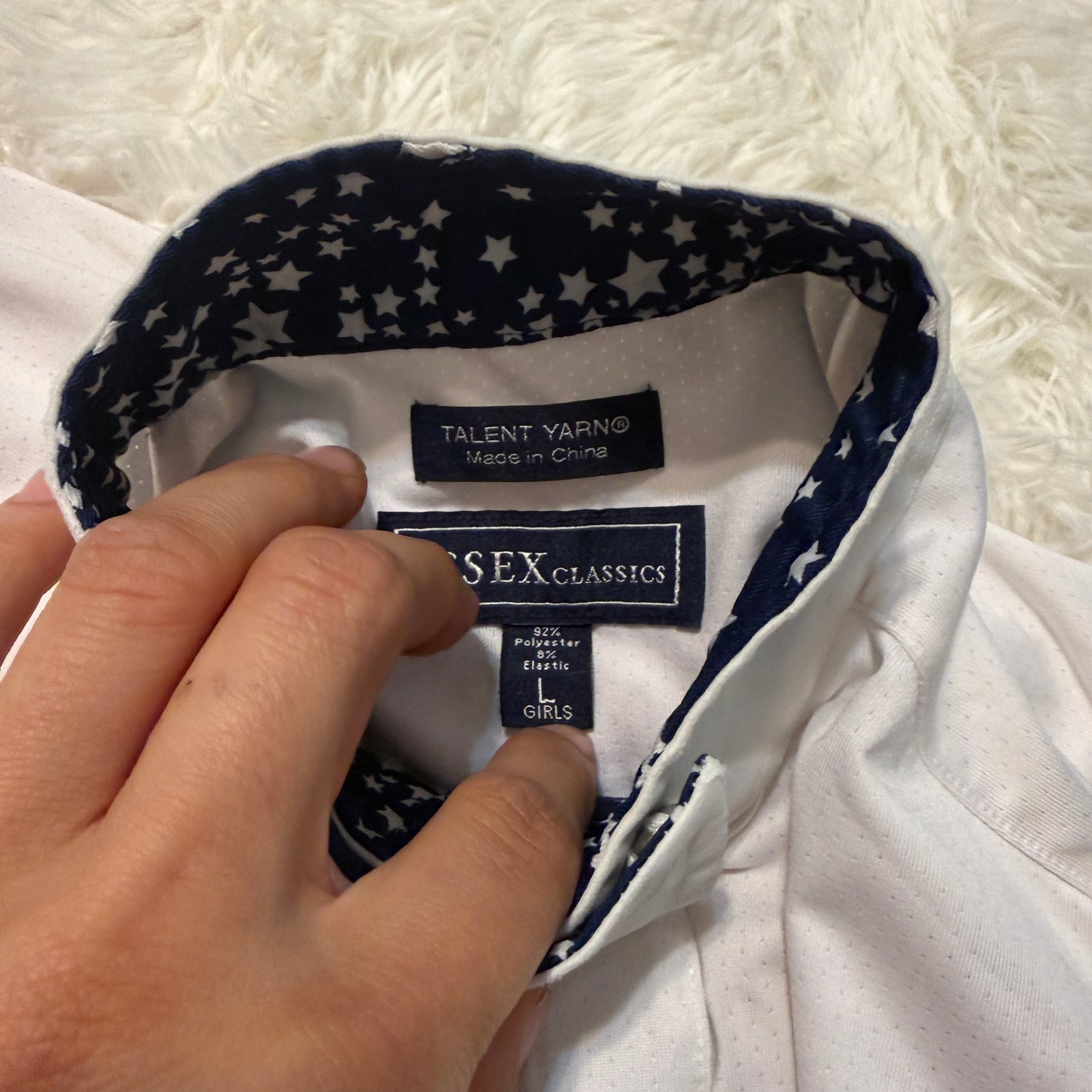 Child’s Large White Essex Classics Long Sleeve Horseback Riding Show Shirt