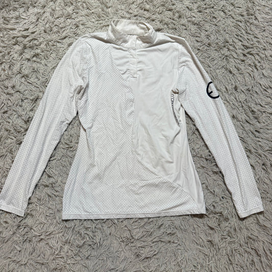 Women’s Large White Equestrian Club Long Sleeve Horseback Riding Show Shirt