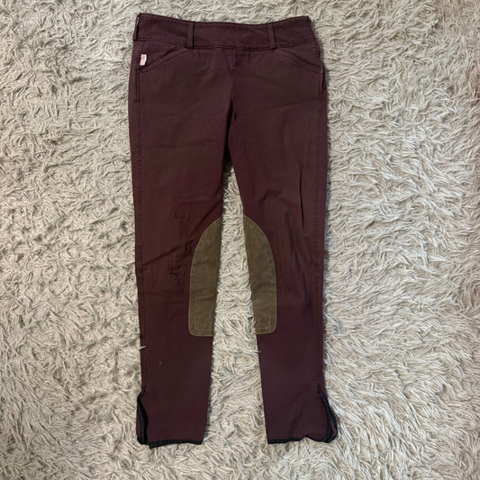 Women’s Size 28L Burgundy Tailored Sportsman Knee Patch Horseback Riding Breeches