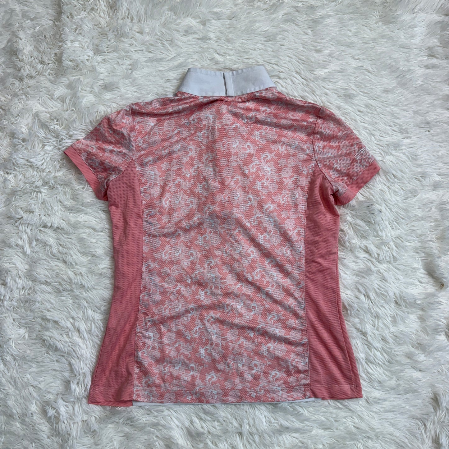 Women’s XS White/Pink Romfh Short Sleeve Horseback Riding Show Shirt