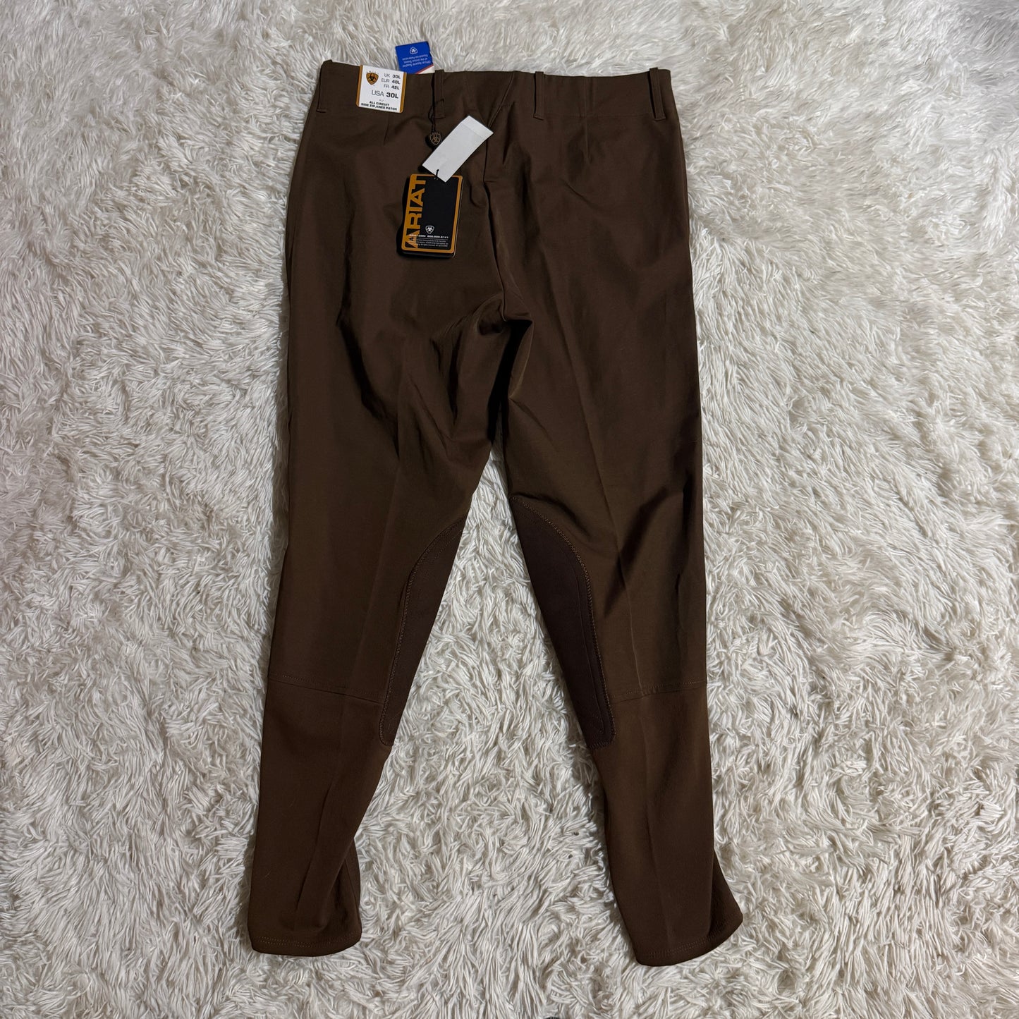 New Women’s Size 30L Brown Ariat Side Zip Knee Patch Horseback Riding Breeches