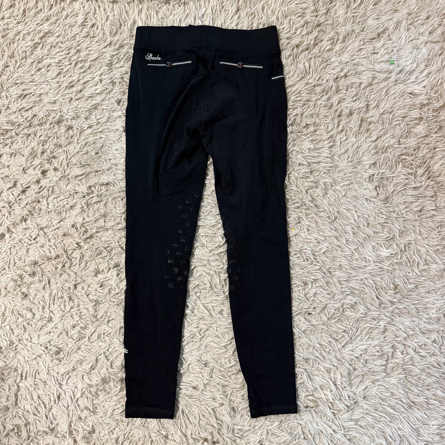 New Women’s XL Black Spooks Knee Patch Horseback Riding Tights Breeches