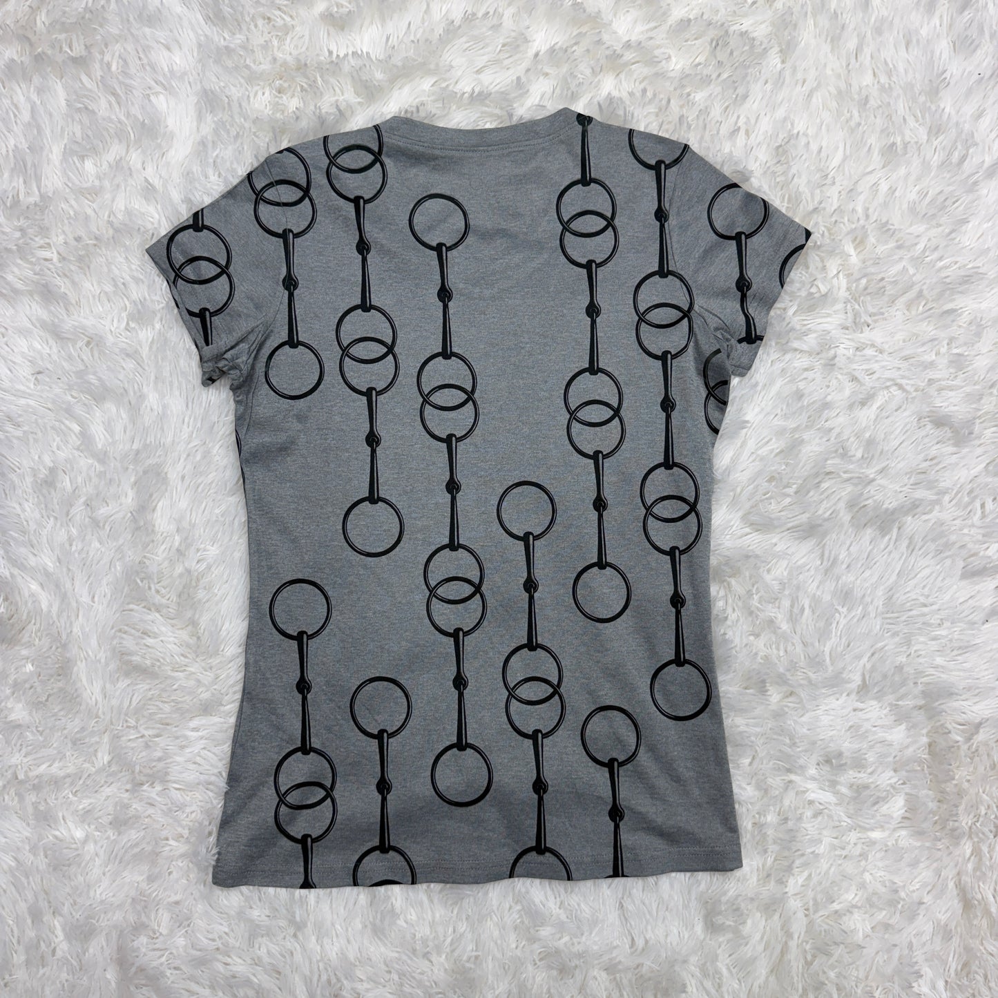 Women’s Small Grey Bit Pattern EQUO Short Sleeve Horseback Riding Sunshirt