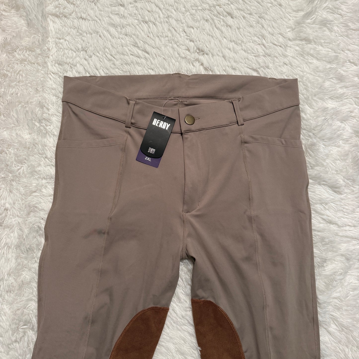 New Women’s Size 2XL Tan Beroy Knee Patch Horseback Riding Tights