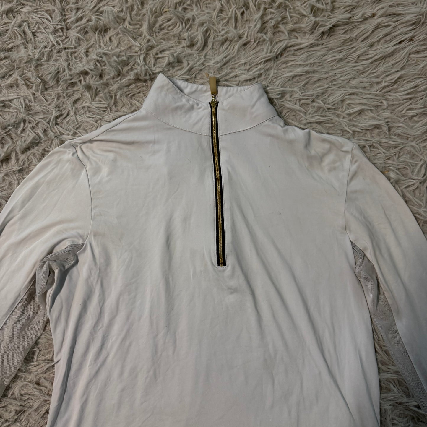 Women’s Small White Tailored Sportsman Long Sleeve Horseback Riding Sunshirt