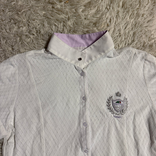 Women’s Size IT46 White Equiline Helen Short Sleeve Horseback Riding Show Shirt